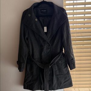 Atmosphere Charcoal Double-Breasted Trench Coat